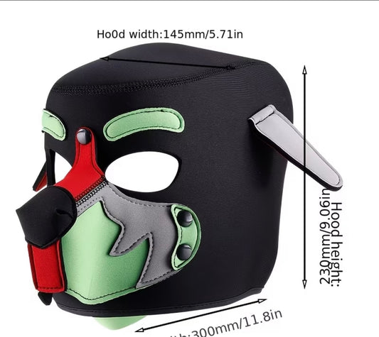 GREEN GREY RED PUP MASK