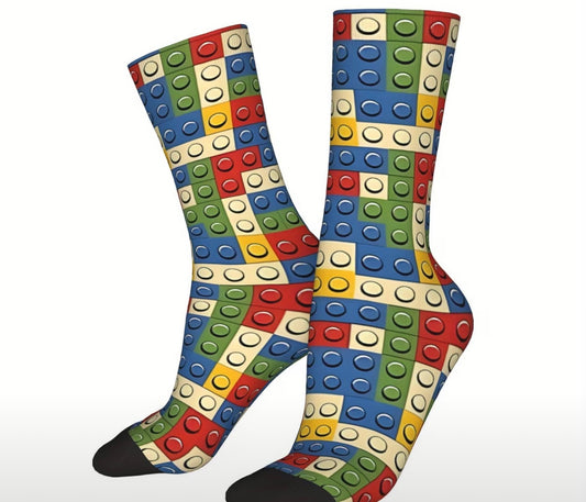 MENS NOVELTY BUILDING BLOCK SOCKS