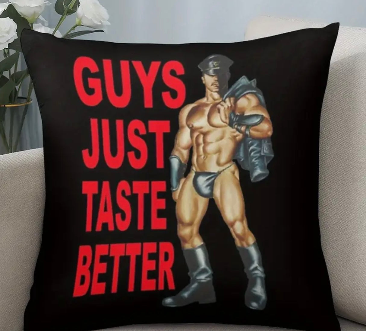 GUYS JUST TASTE BETTER THROW PILLOW