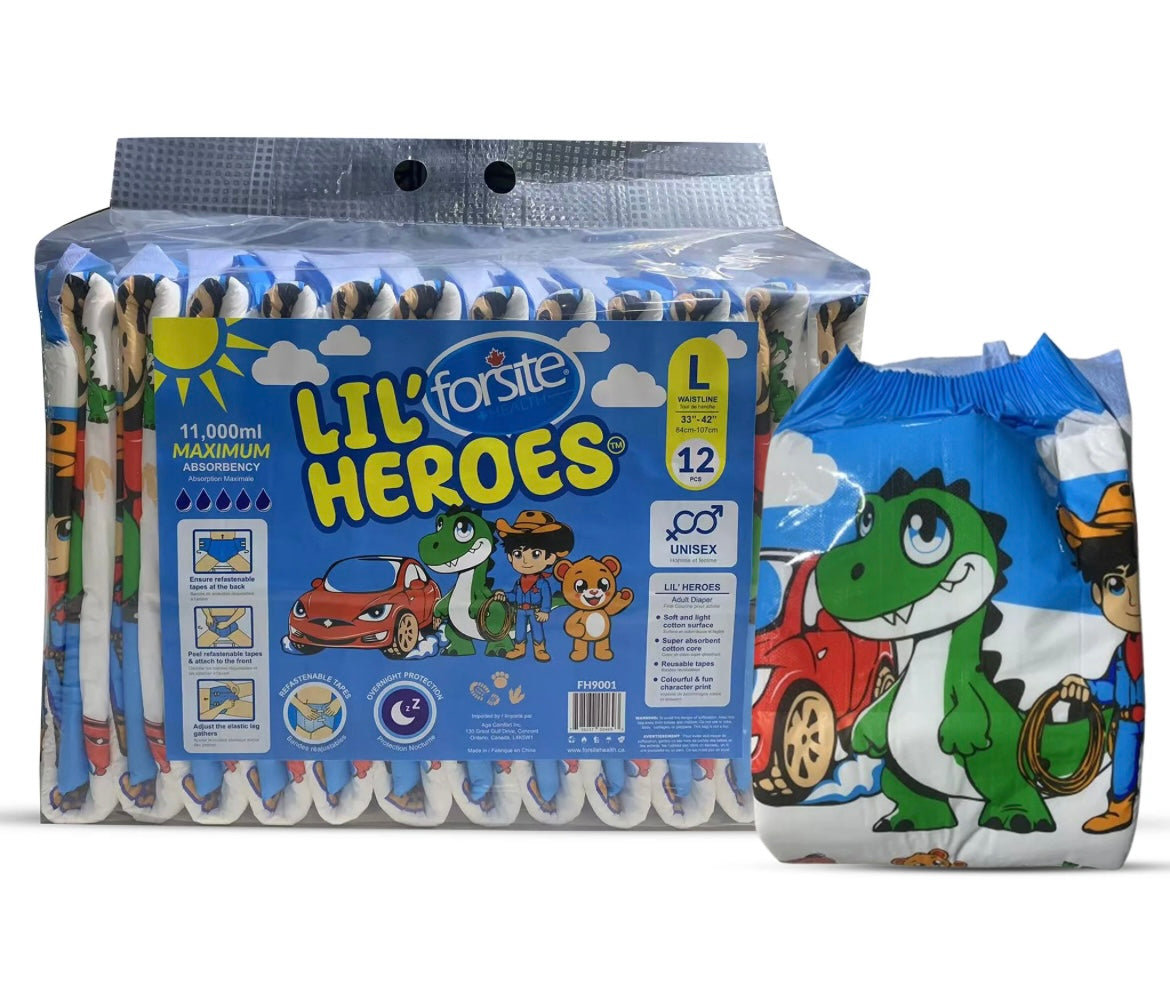 ABDL ADULT DIAPER FS LIL HEROES SINGLE