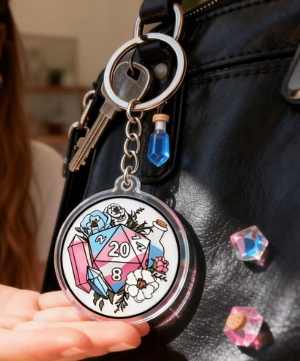 PRIDE KEYCHAIN TRANS DICE