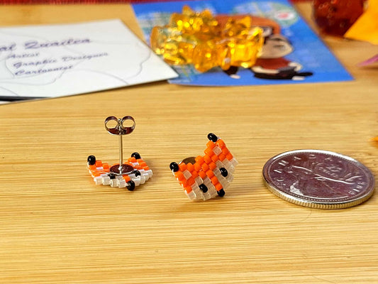 ORANGE BEADED FOX EARRINGS
