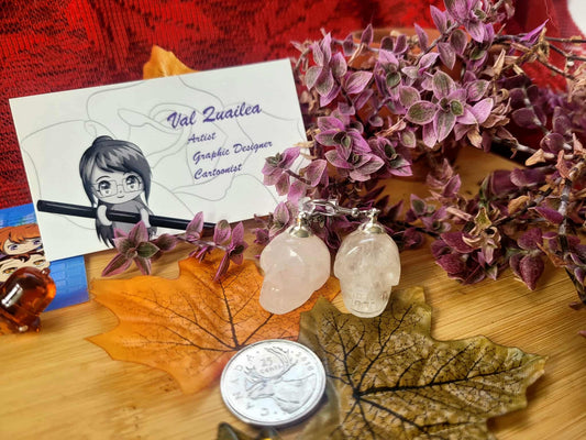 CLEAR QUARTZ SKULL EARRINGS