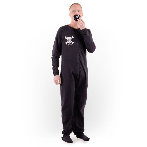 BLACK REBAL ADAPTIVE ADULT FOOTED JAMMIES