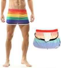 MENS MESH RAINBOW JOCKSTRAP SHORTS