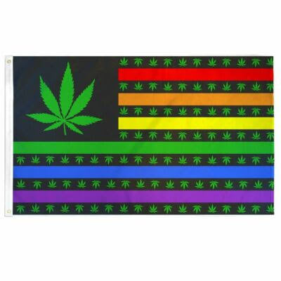 PRIDE FLAG POT LEAF 3X5