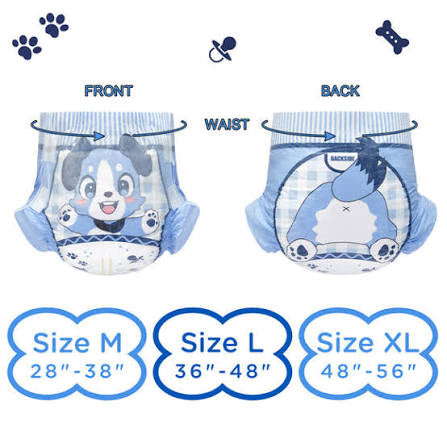 LITTLE FOR BIG LARGE 36”-48”LITTLE BLUE BABY FUR DIAPER