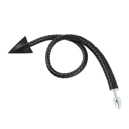 METAL ANAL TOY PLUG BLACK LEATHER DEMONS TAIL