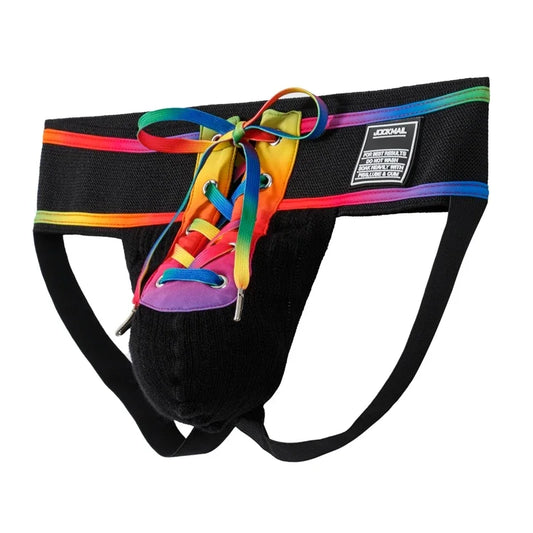 MENS LACE UP JOCKSTRAP RAINBOW