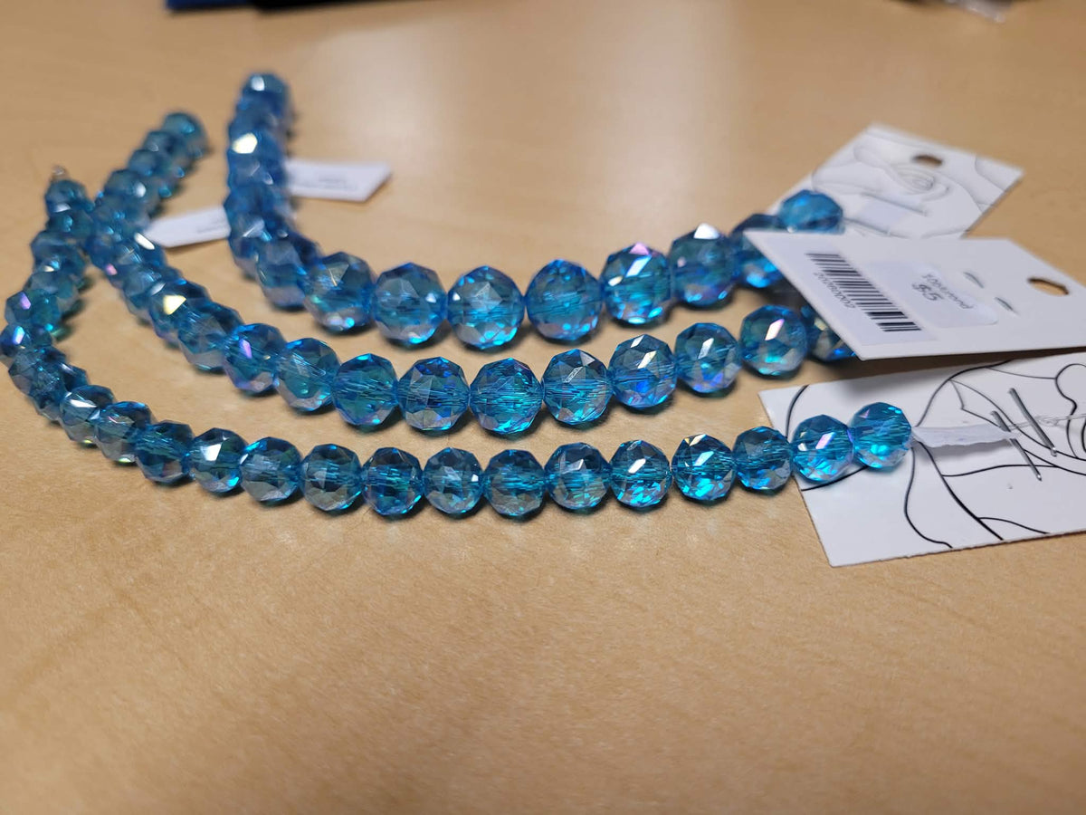 Rondelle Beads - light blue AB glass, multiple sizes
